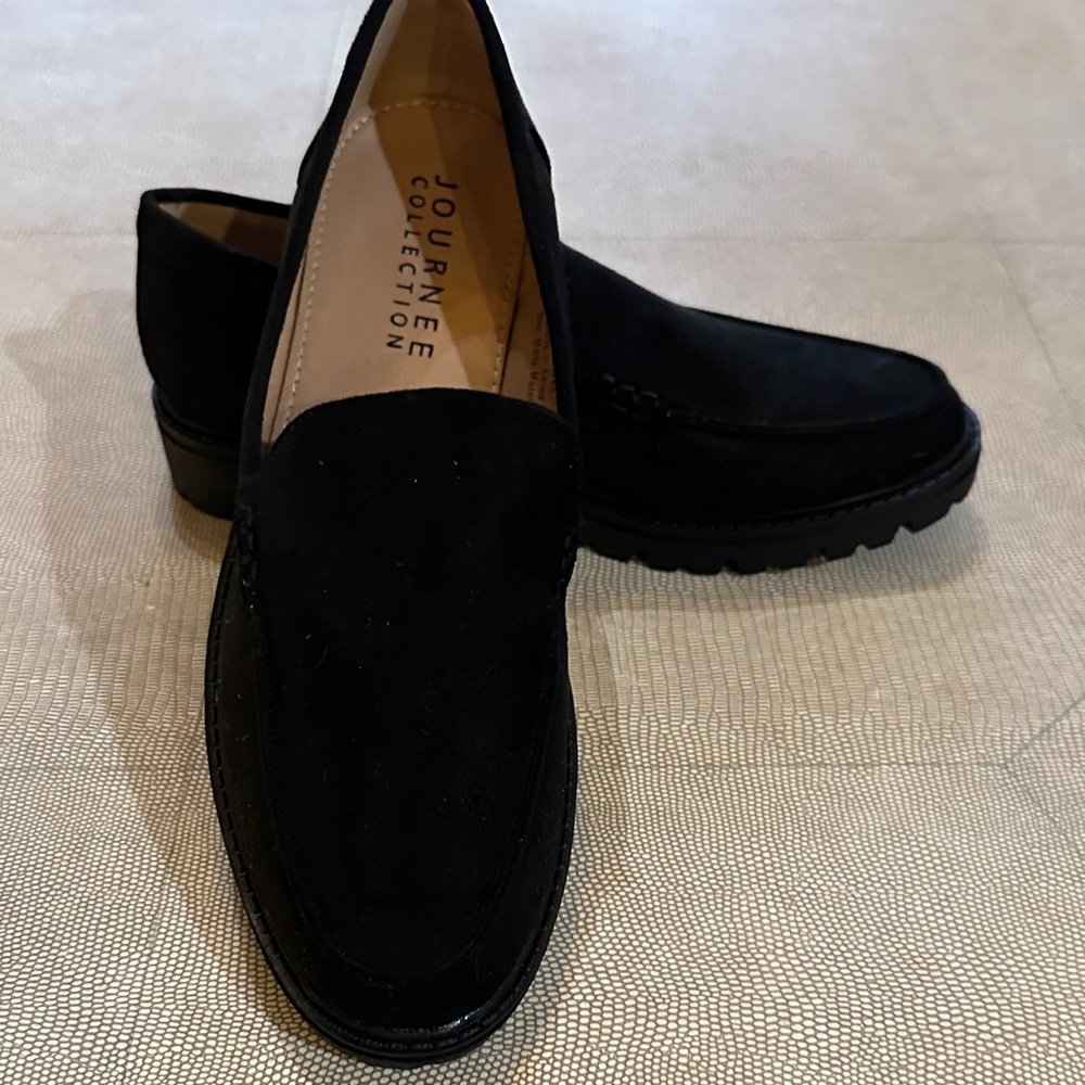 Journee Collection Black Suede Loafers